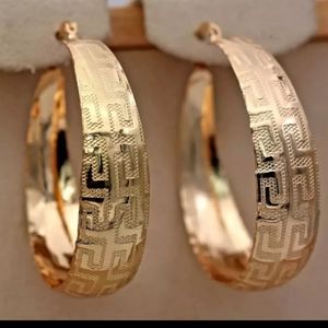 * New Luxury 18k Gold Hoop Round Earrings